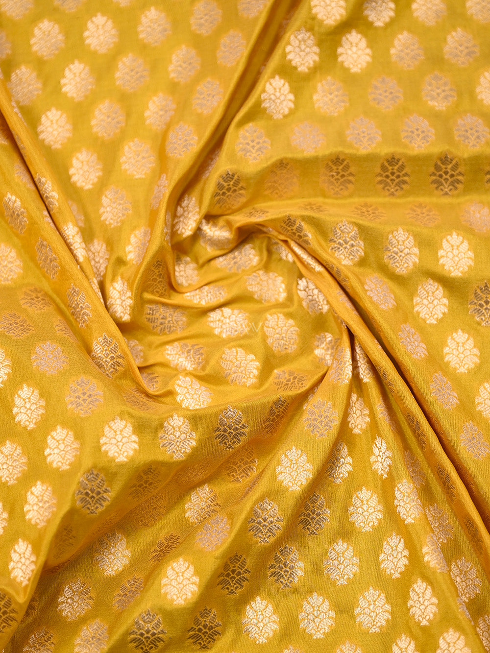 Mustard Booti Uppada Katan Silk Handloom Banarasi Saree