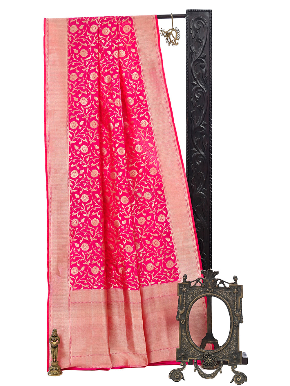 Pink Red Uppada Katan Silk Handloom Banarasi Saree