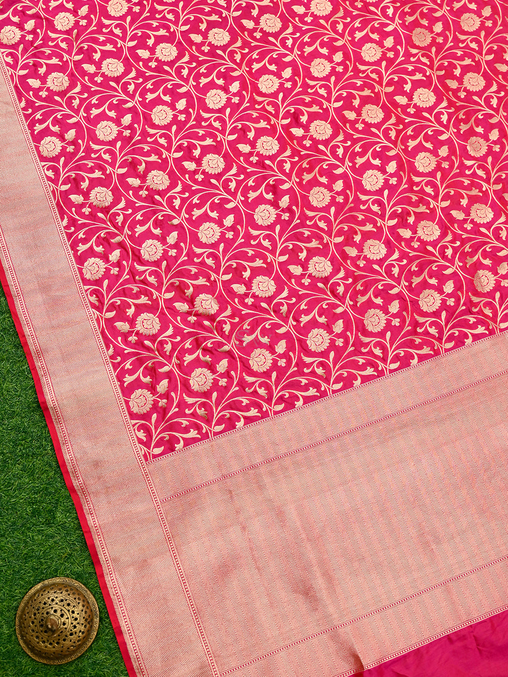 Pink Red Uppada Katan Silk Handloom Banarasi Saree