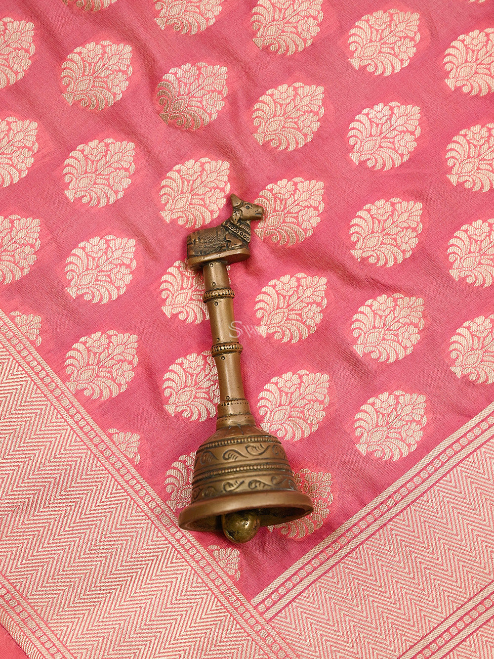 Pastel Pink Booti Katan Silk Handloom Banarasi Saree