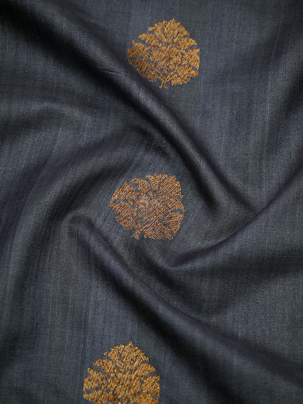 Grey Tussar Silk Handloom Banarasi Saree