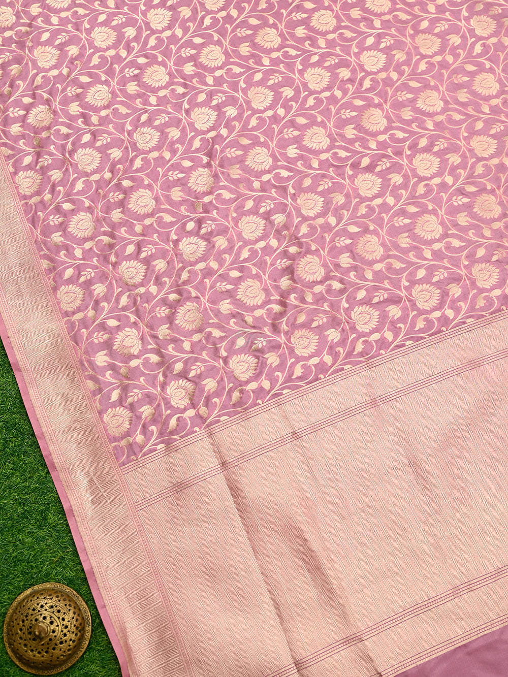 Pastel Pink Uppada Katan Silk Handloom Banarasi Saree