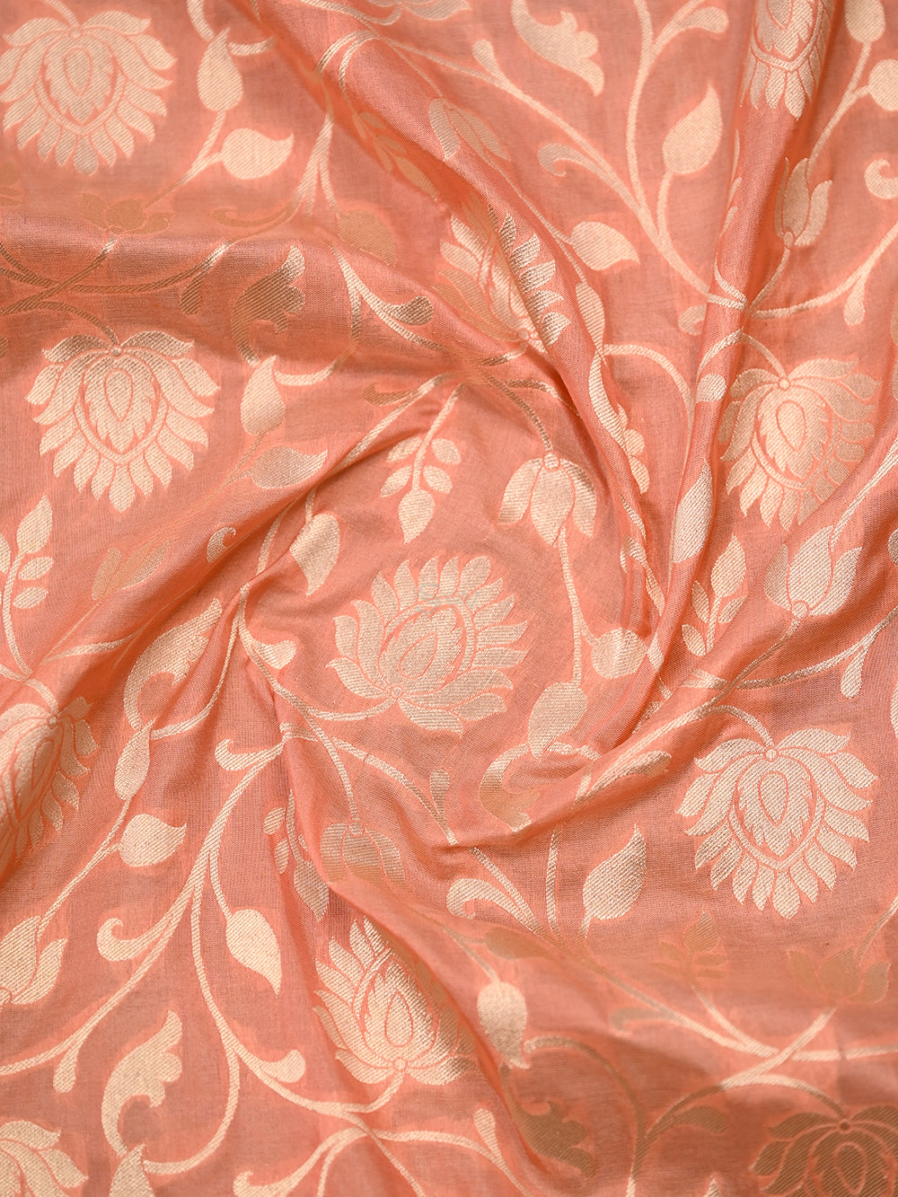 Pastel Peach Uppada Katan Silk Handloom Banarasi Saree