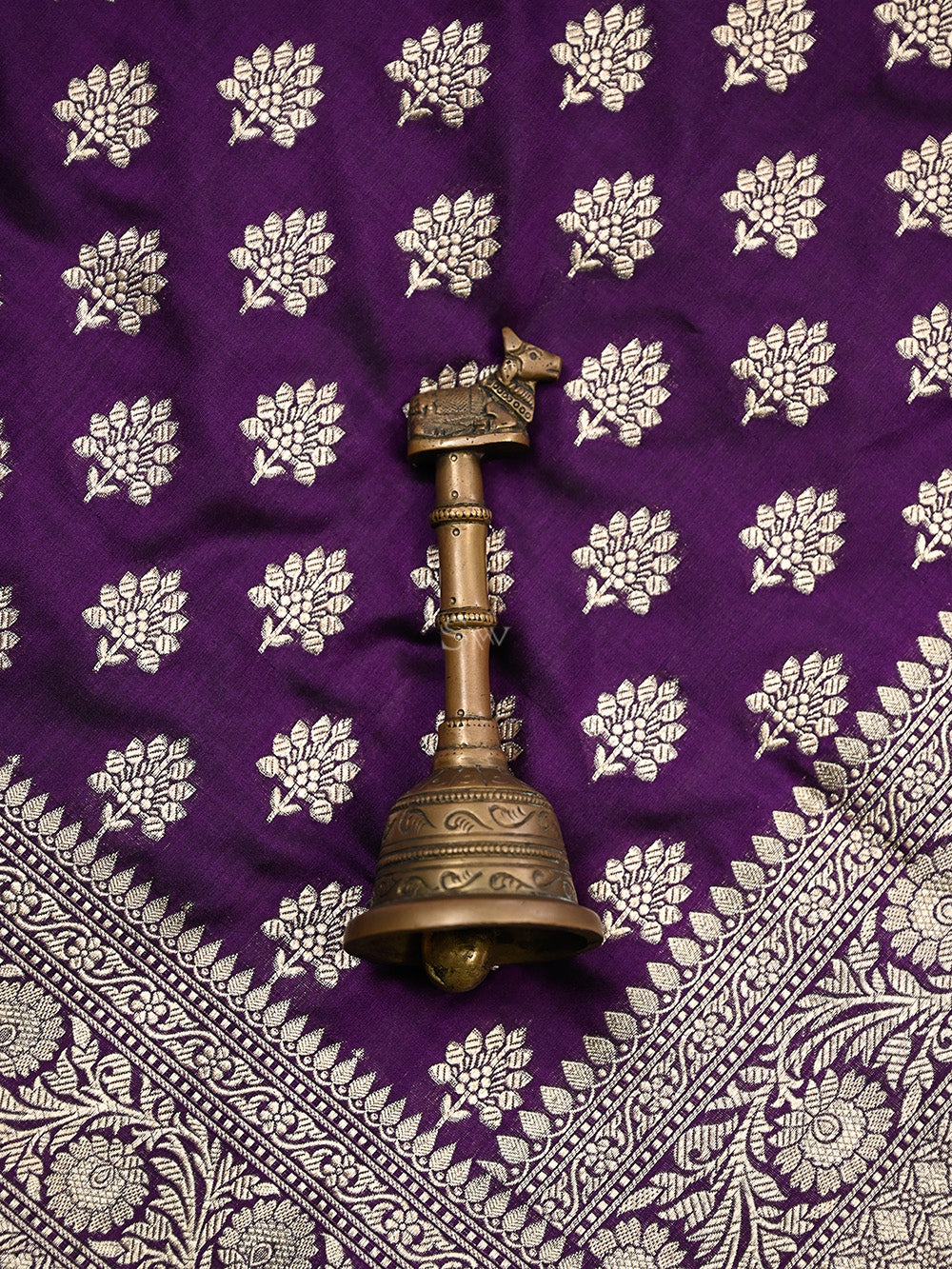 Purple Booti Katan Silk Handloom Banarasi Saree