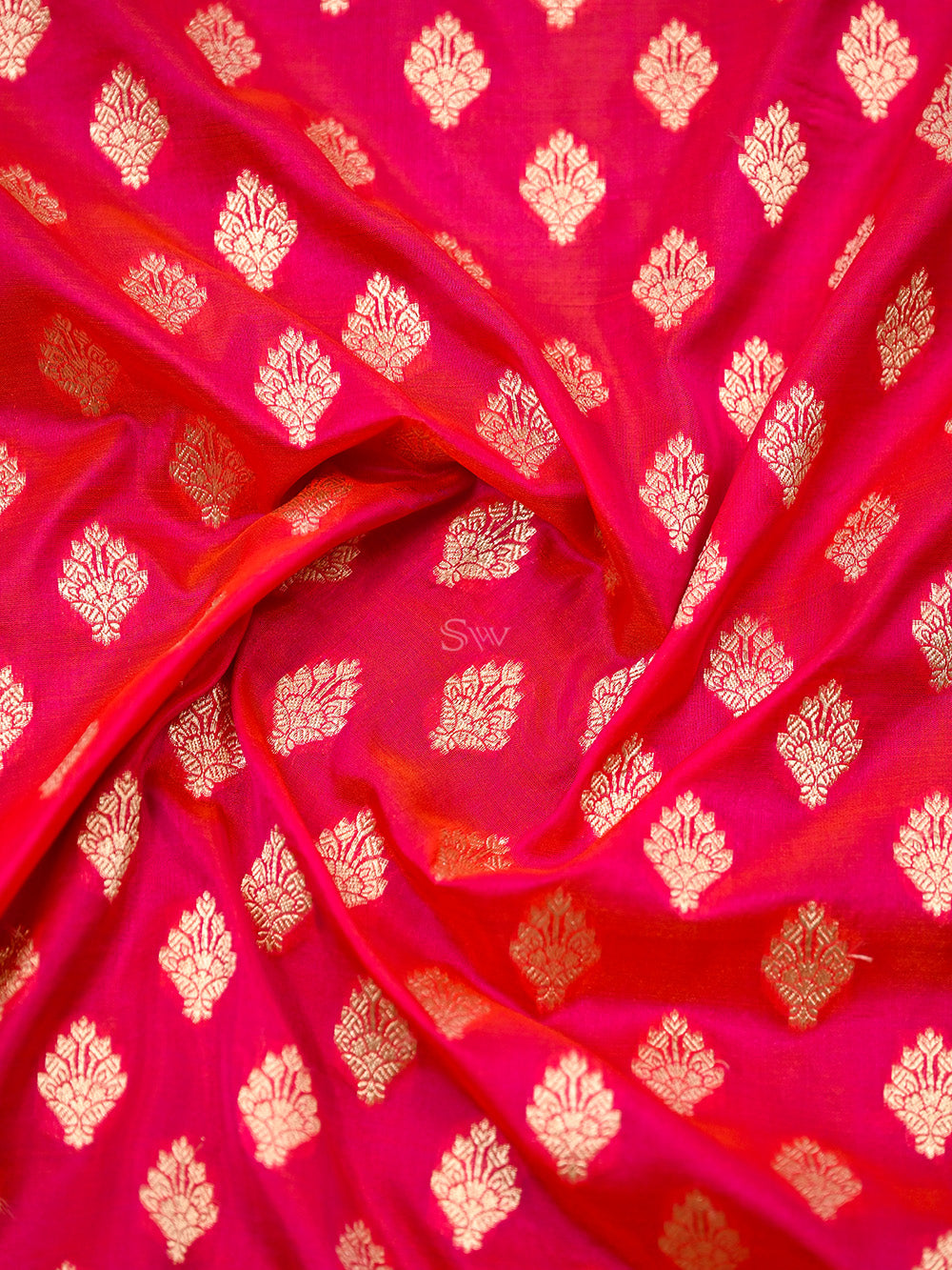 Pink Orange Booti Uppada Katan Silk Handloom Banarasi Saree