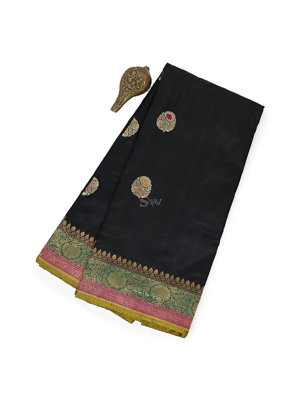 Black Meenakari Booti Katan Silk Handloom Banarasi Saree