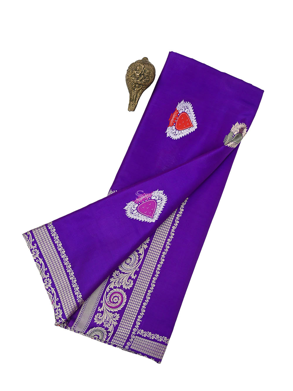 Purple Meenakari Boota Katan Silk Handloom Banarasi Saree