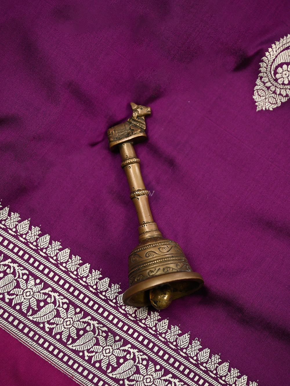 Purple Boota Katan Silk Handloom Banarasi Saree