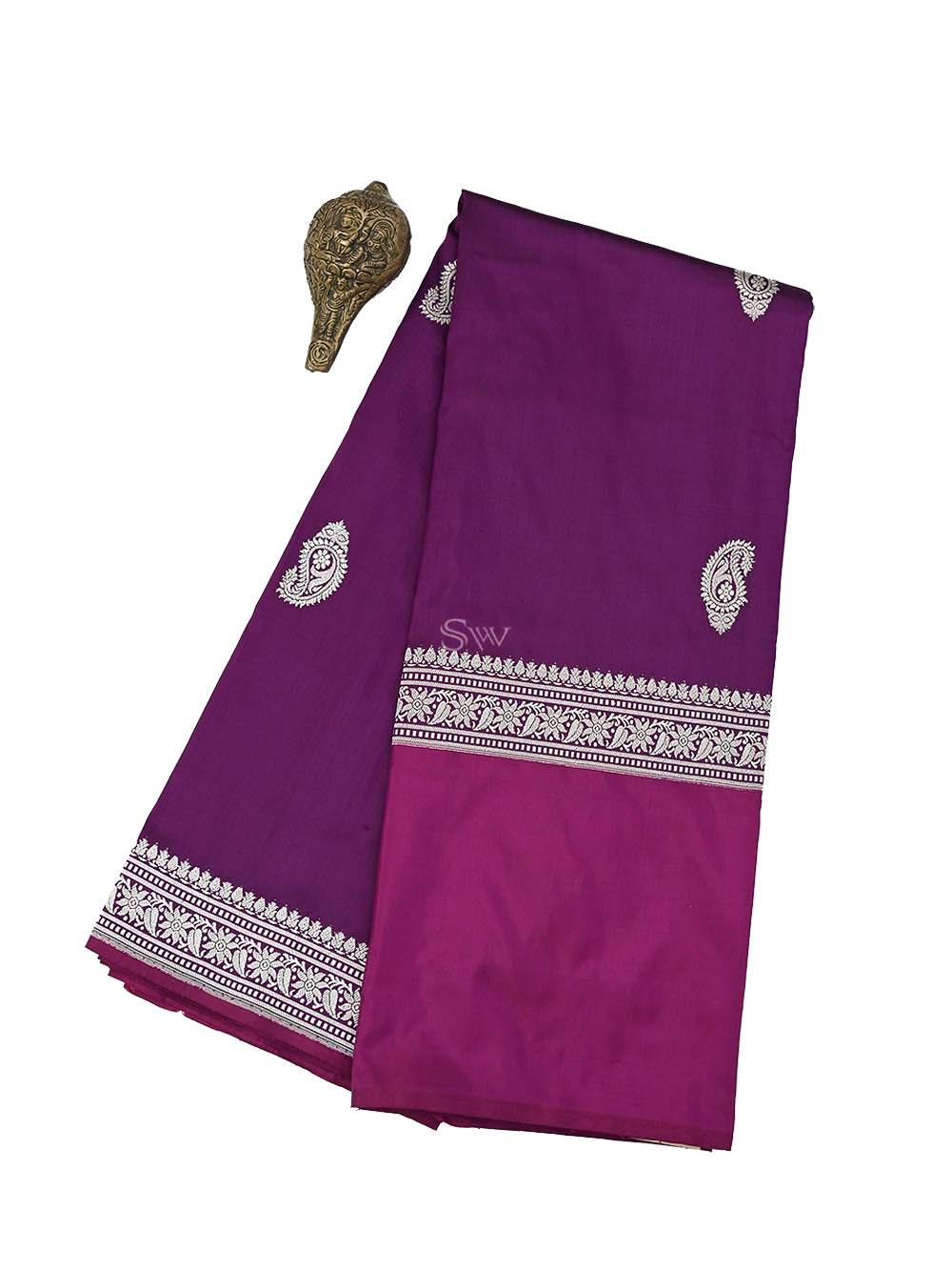 Purple Boota Katan Silk Handloom Banarasi Saree