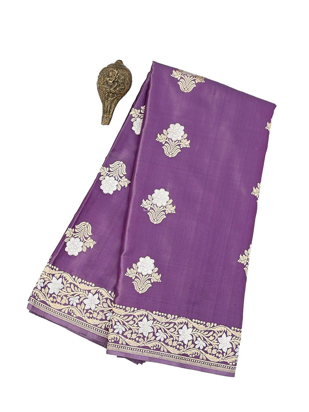 Pastel Purple Boota Katan Silk Handloom Banarasi Saree