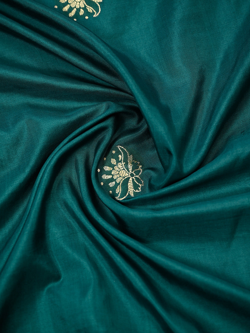 Teal Green Boota Katan Silk Handloom Banarasi Saree