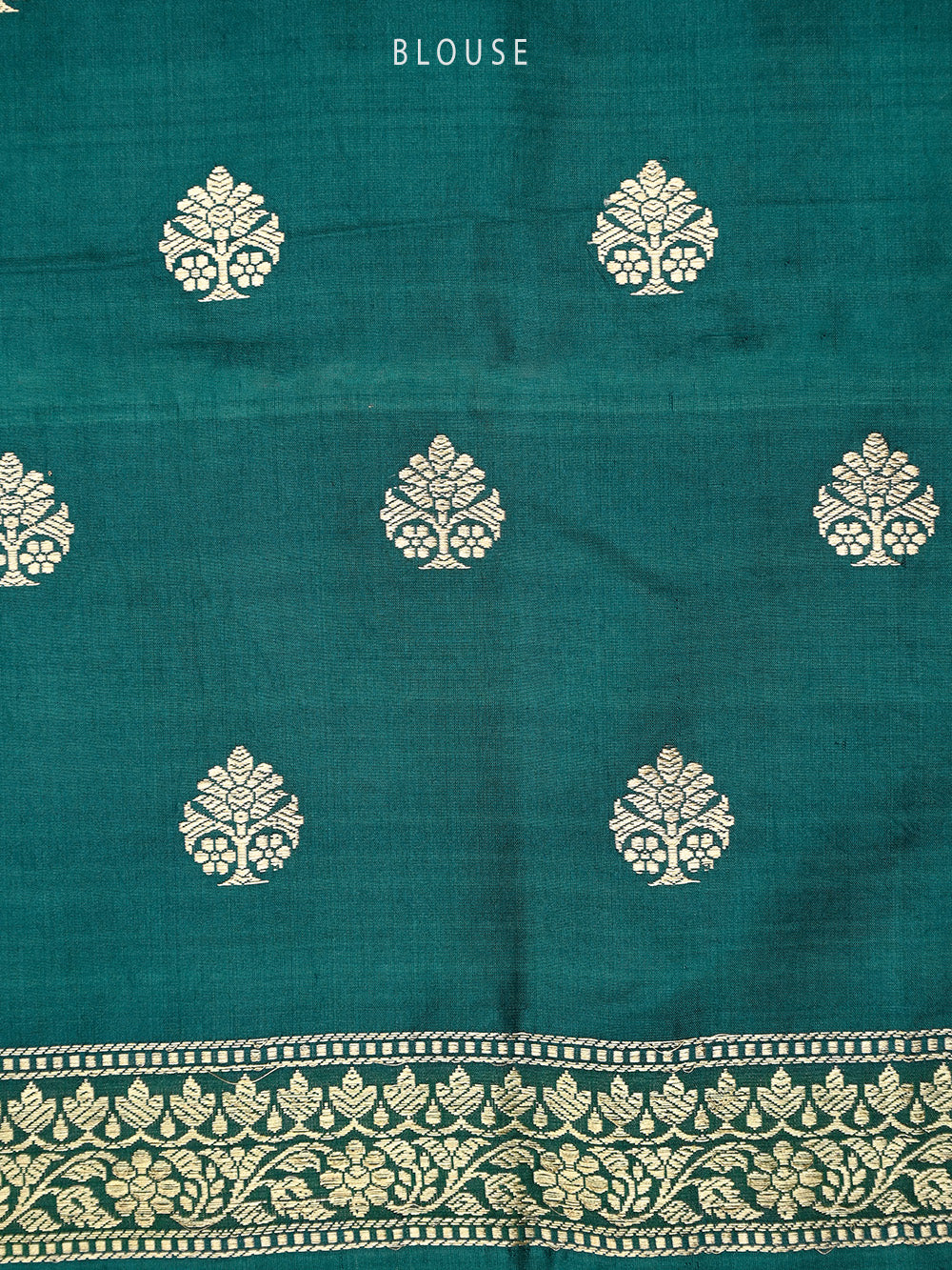 Teal Green Boota Katan Silk Handloom Banarasi Saree