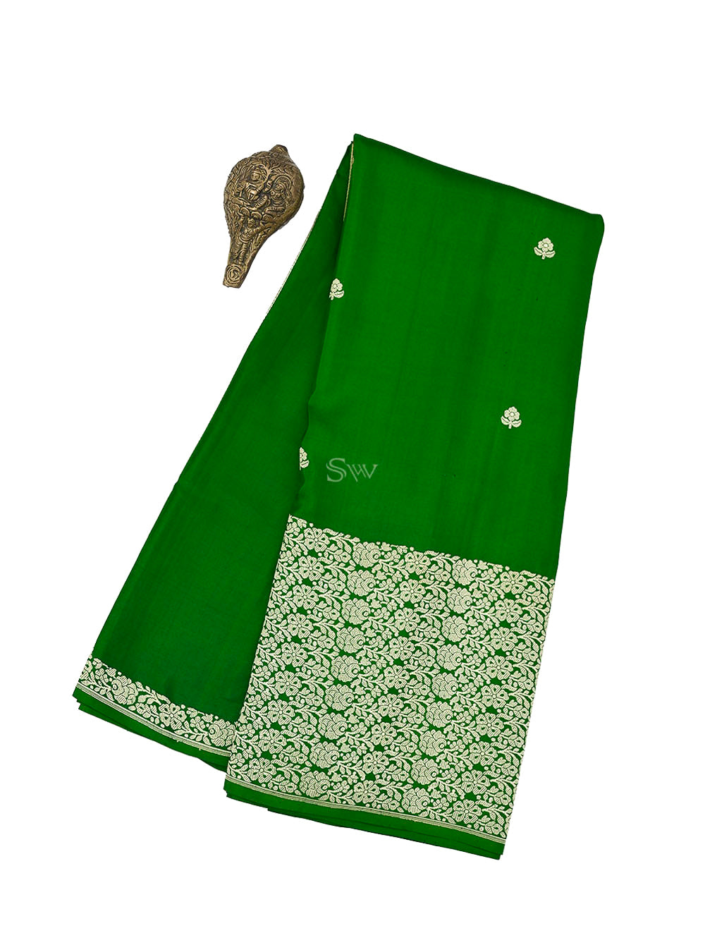 Green Booti Katan Silk Handloom Banarasi Saree