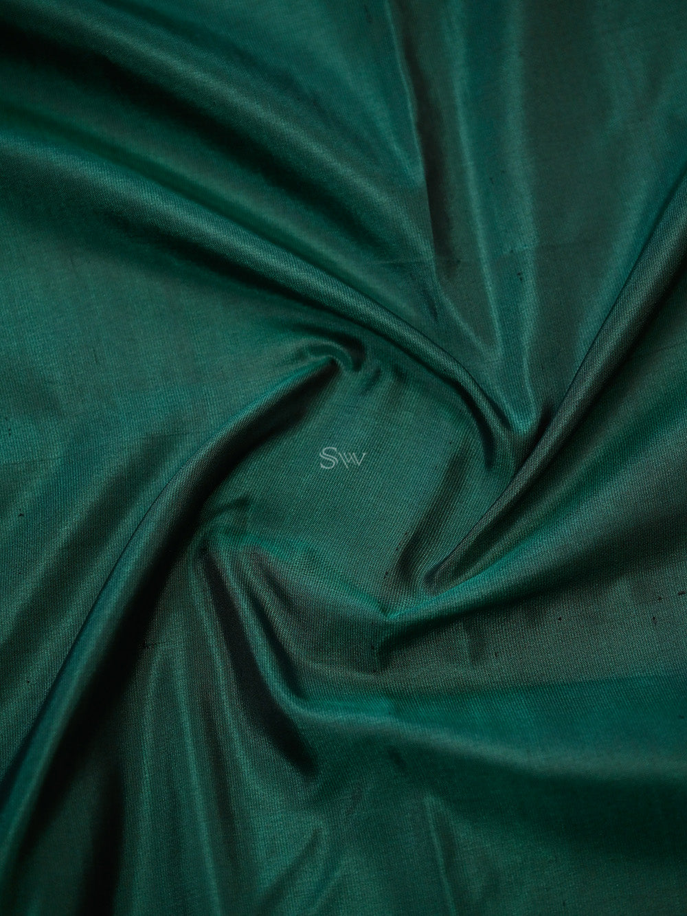 Teal Green Plain Katan Silk Handloom Banarasi Saree