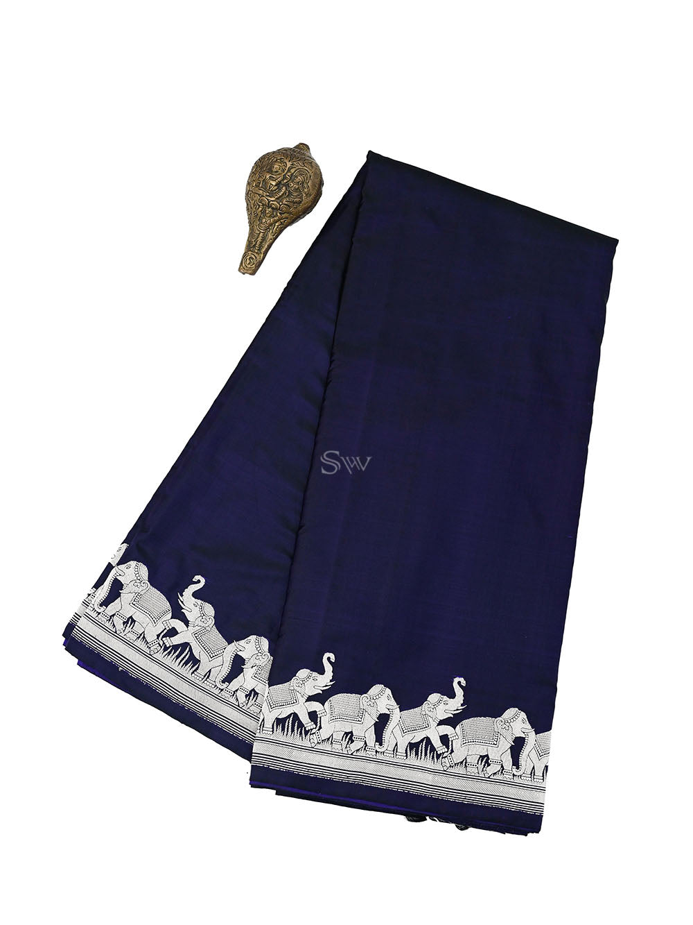 Black Purple Shikargah Satin Silk Handloom Banarasi Saree