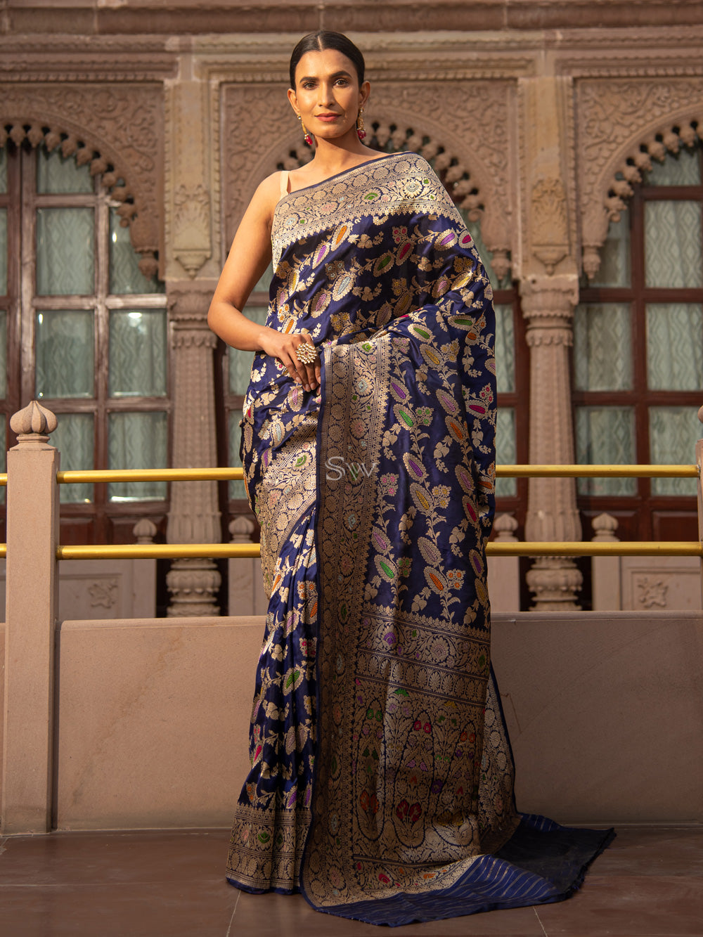 Order Blue Banarasi Saree Online | Sumangal Banaras