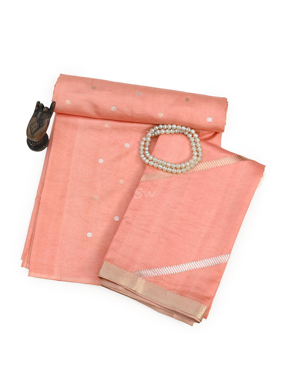 Peach Katan Silk Handloom Banarasi Suit