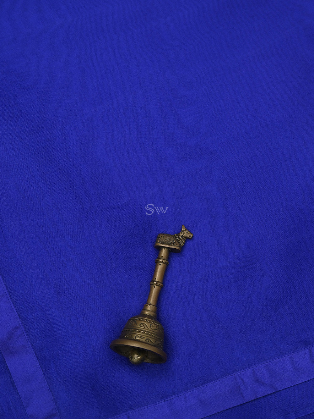 Royal Blue Plain Organza Handloom Saree - Sacred Weaves