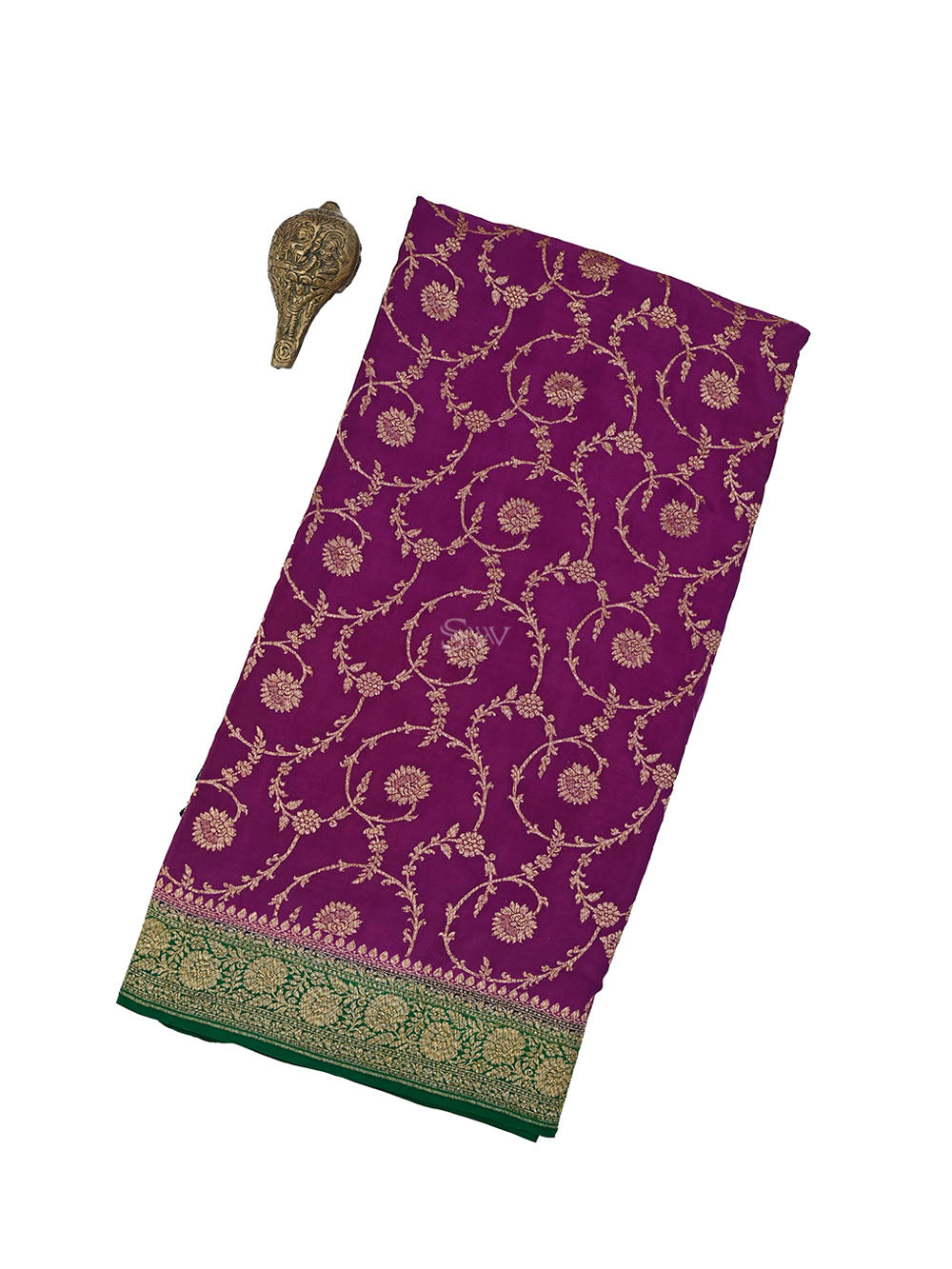 Wine Jaal Crepe Silk Handloom Banarasi Saree