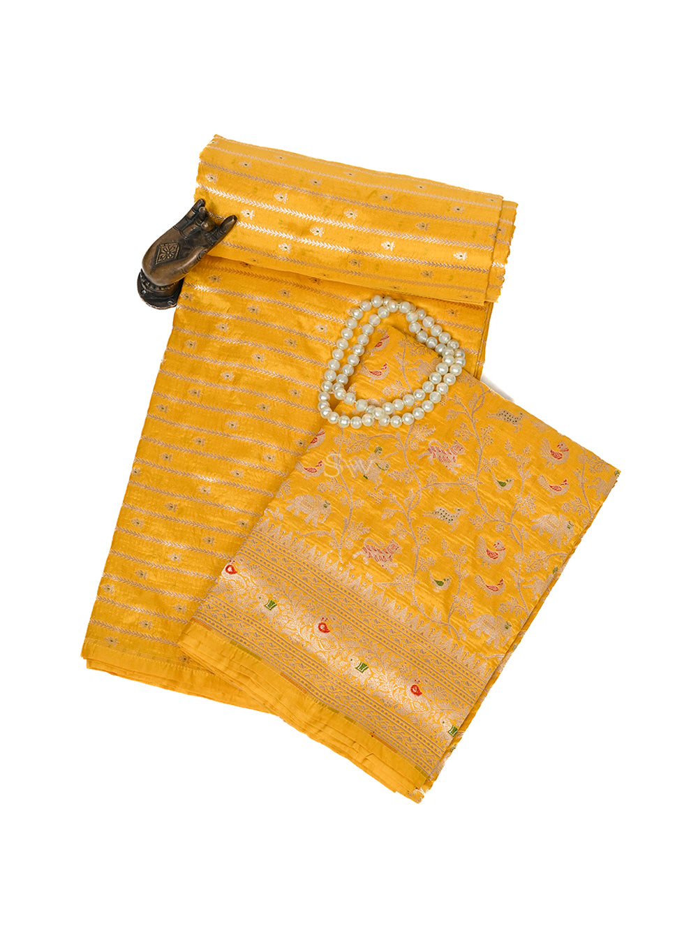 Mustard Meenakari Katan Silk Handloom Banarasi Suit