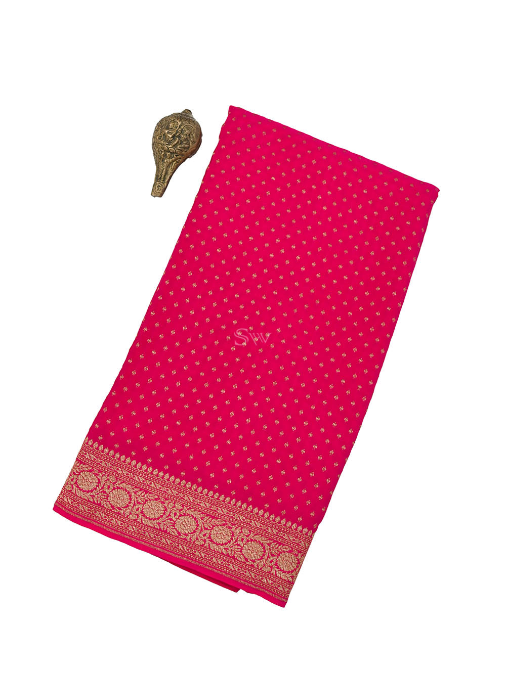 Magenta Booti Crepe Silk Handloom Banarasi Saree