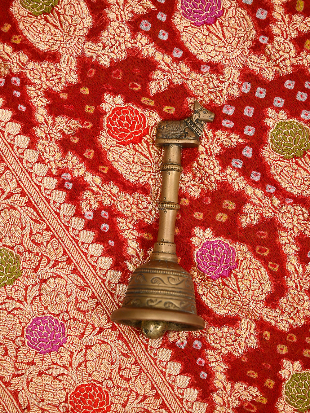 Maroon Bandhani Khaddi Georgette Handloom Banarasi Saree