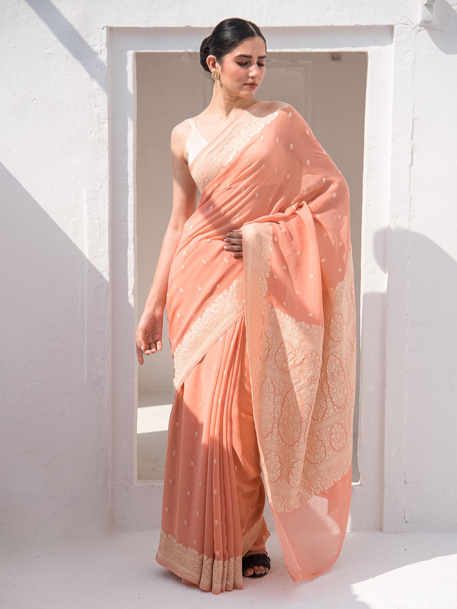 Buy Pure Banarasi Georgette Sarees Online at Best price Tagged