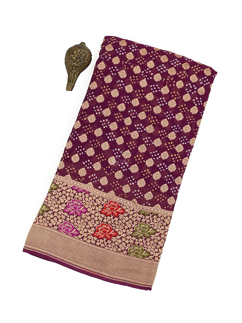 Purple Bandhani Khaddi Georgette Handloom Banarasi Saree