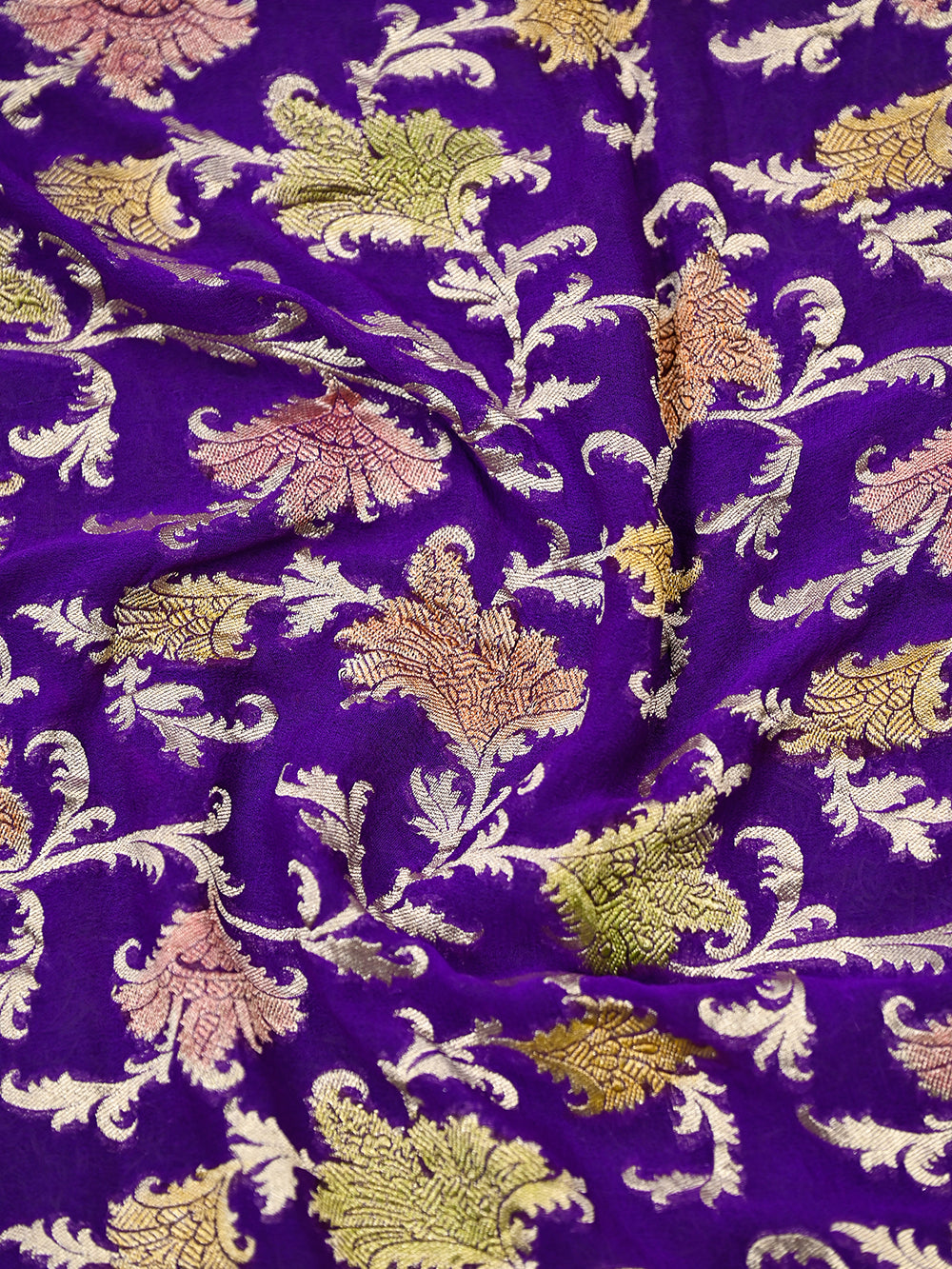 Purple Rangkat Khaddi Georgette Handloom Banarasi Suit