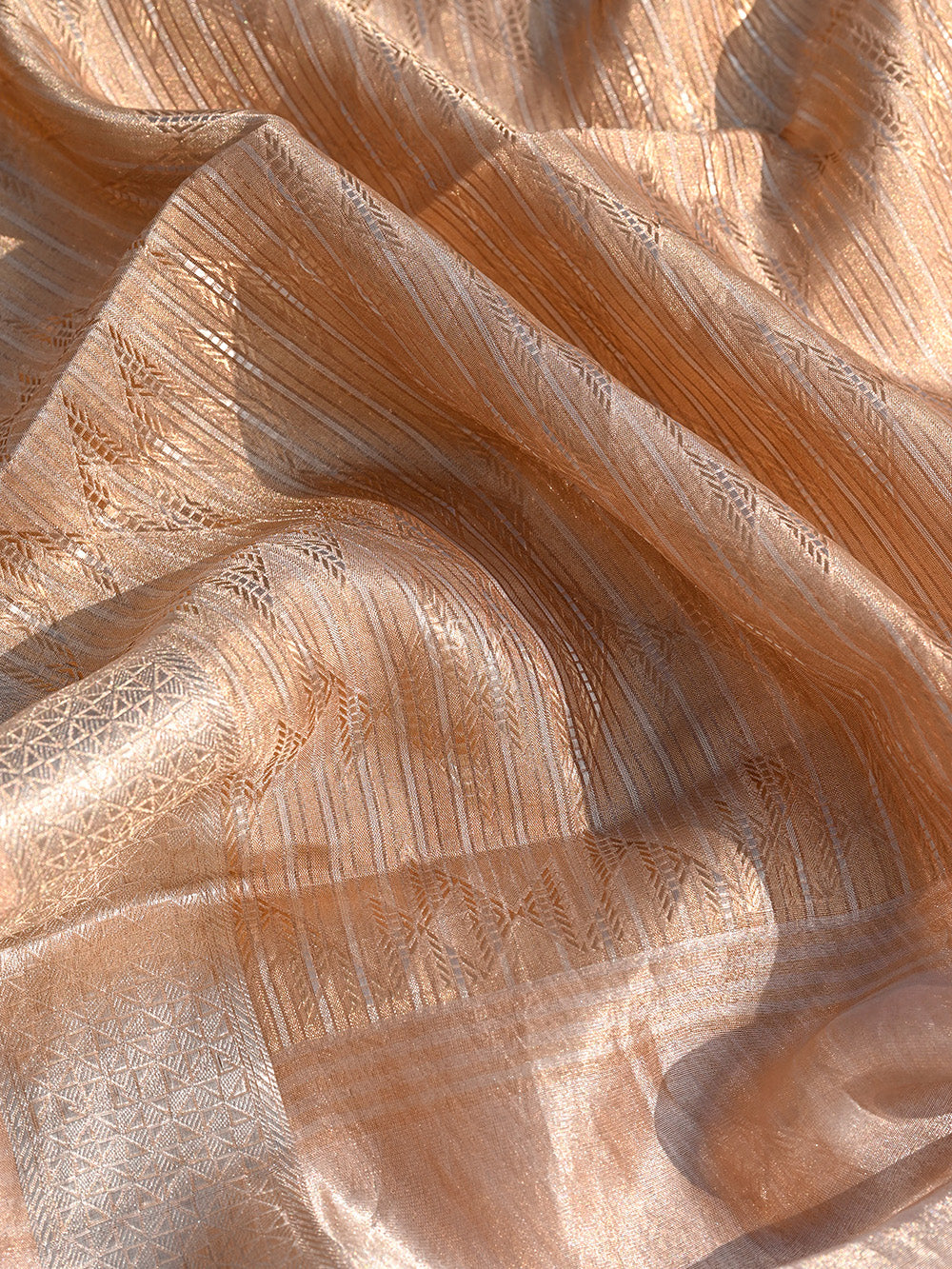 Pastel Peach Tissue Brocade Handloom Banarasi Saree