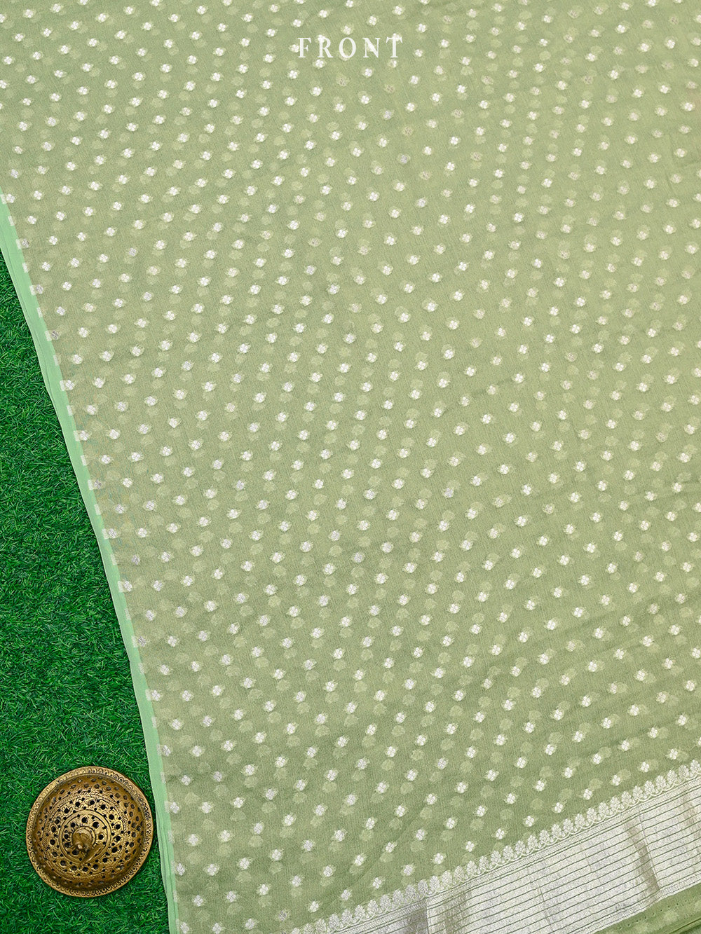 Green Tissue Khaddi Georgette Handloom Banarasi Suit - Sacred Weaves