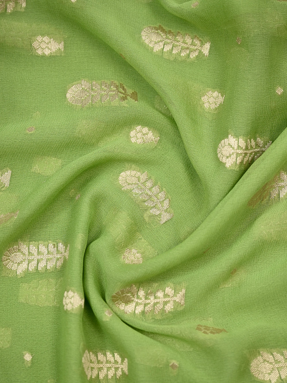 Pista Green Rangkat Khaddi Georgette Handloom Banarasi Suit