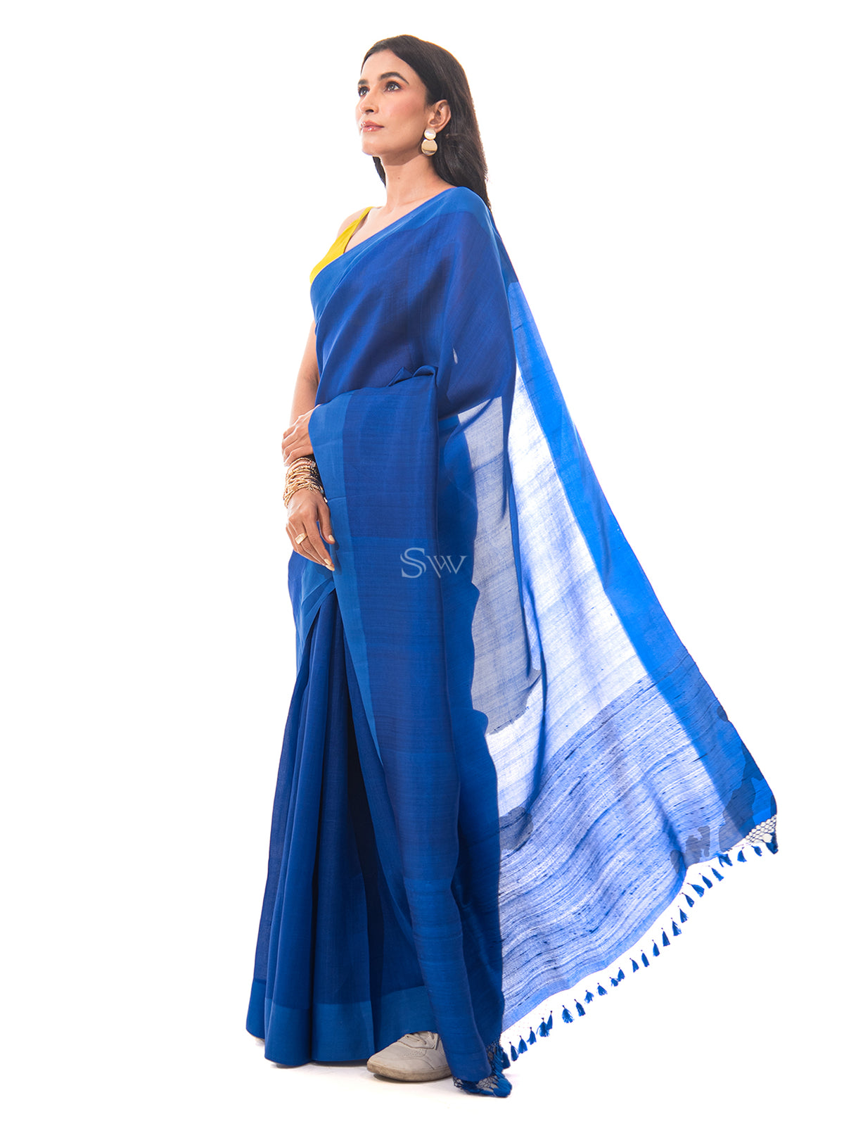 Royal Blue Plain Silk Handloom Saree