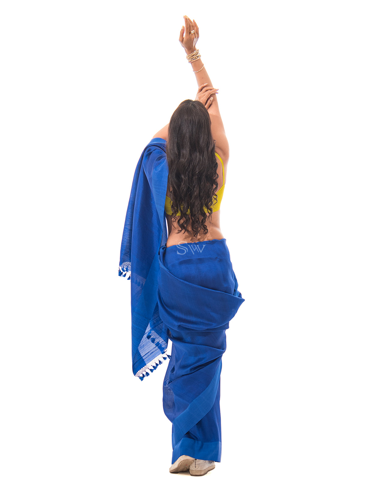 Royal Blue Plain Silk Handloom Saree