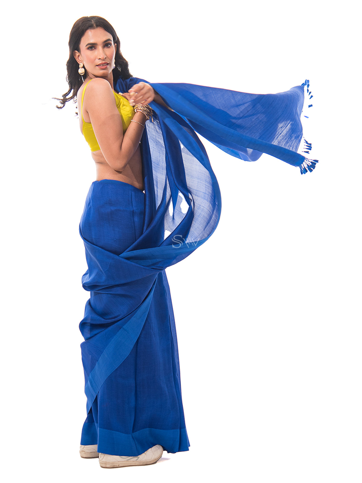 Royal Blue Plain Silk Handloom Saree