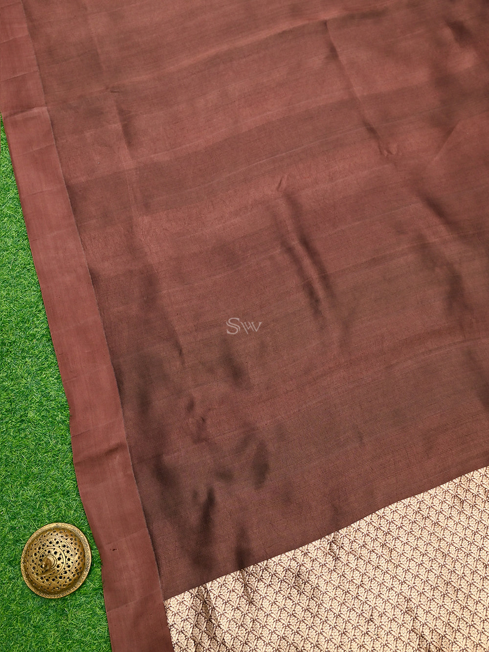 Brown Plain Silk Handloom Saree - Sacred Weaves