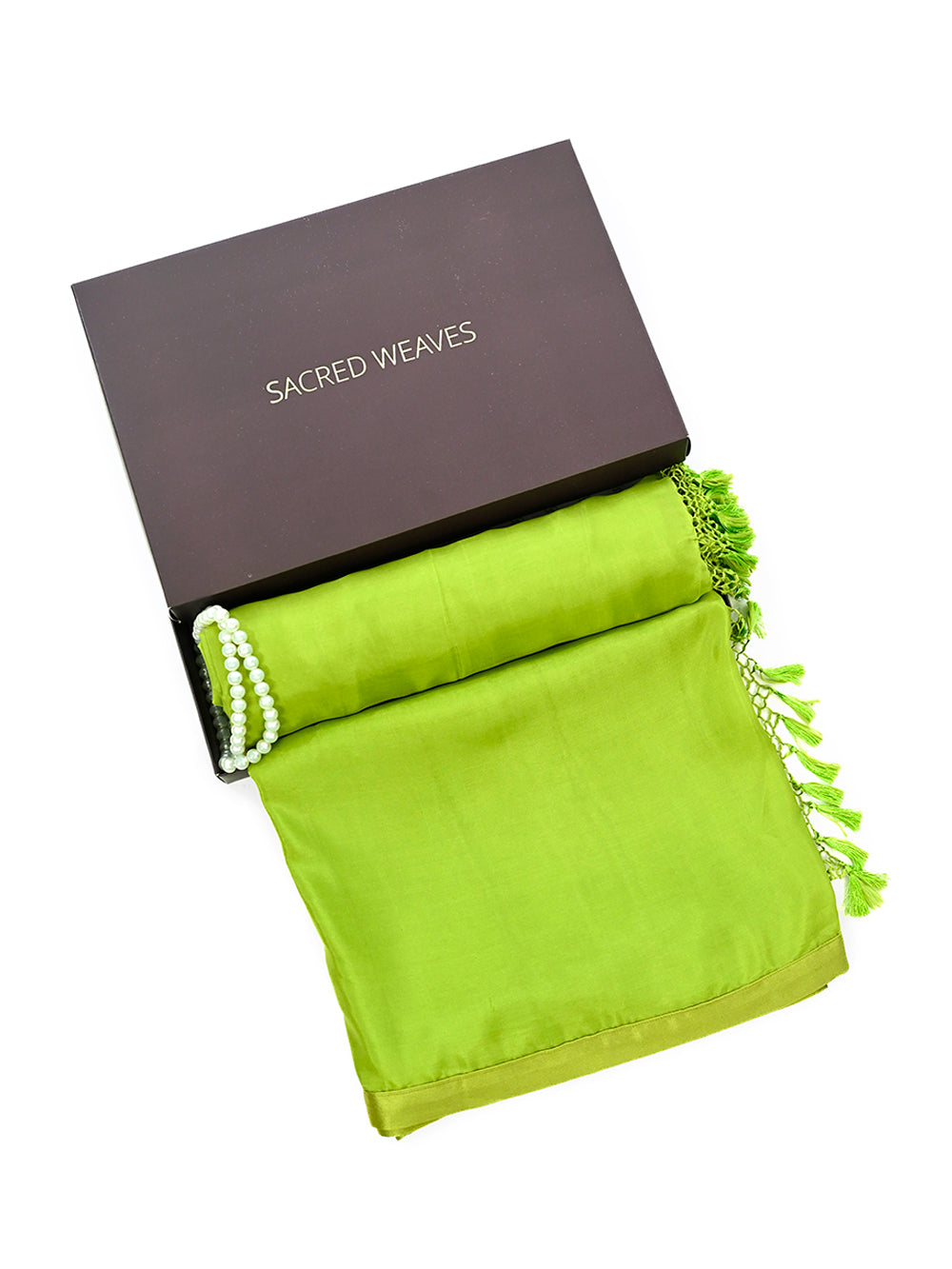 Parrot Green Plain Silk Handloom Saree