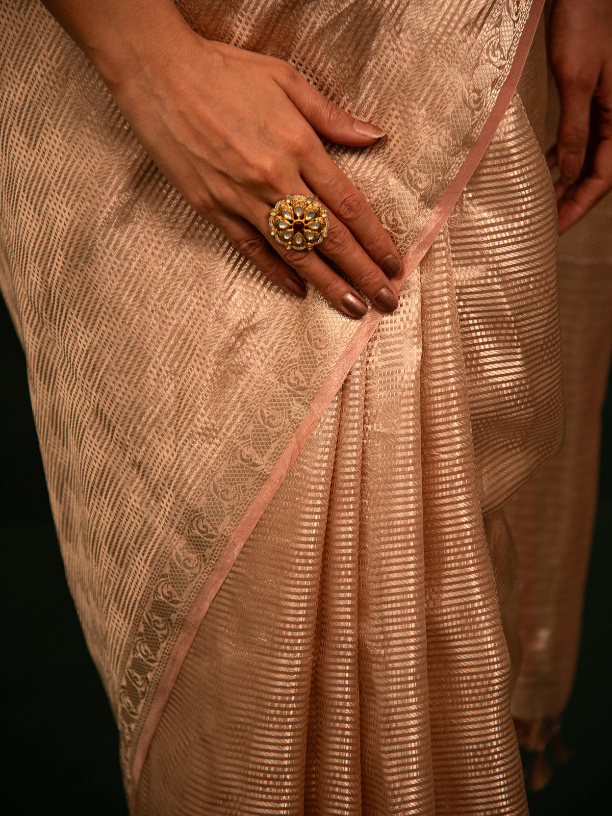 Pastel Pink Tissue Brocade Handloom Banarasi Saree - Sacred Weaves