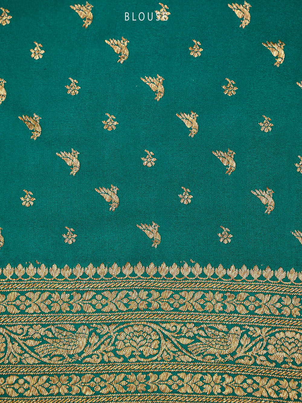 Teal Green Jaal Crepe Silk Handloom Banarasi Saree - Sacred Weaves