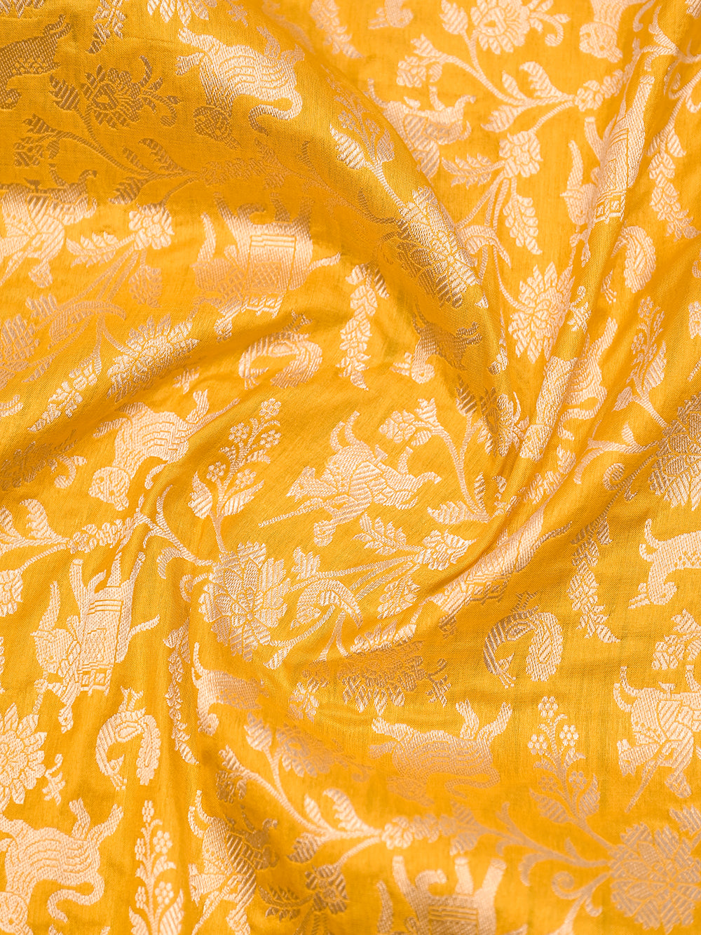 Mustard Katan Silk Handloom Banarasi Suit - Sacred Weaves