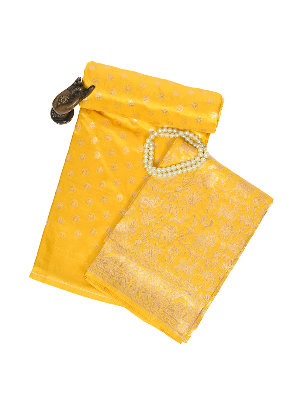 Mustard Katan Silk Handloom Banarasi Suit