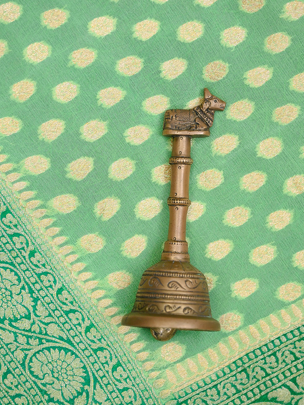 Pastel Green Booti Khaddi Georgette Handloom Banarasi Saree