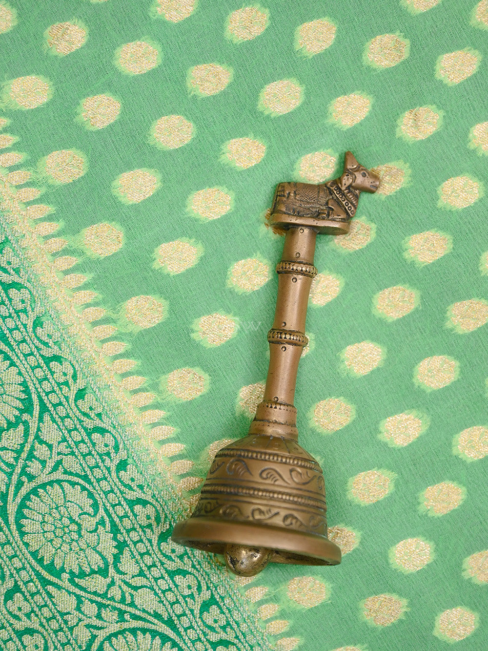 Pastel Green Booti Khaddi Georgette Handloom Banarasi Saree