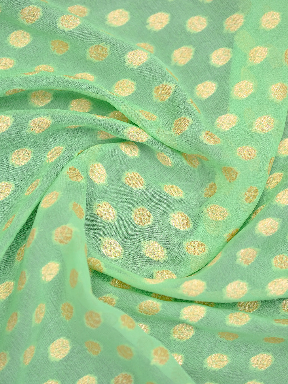 Pastel Green Booti Khaddi Georgette Handloom Banarasi Saree