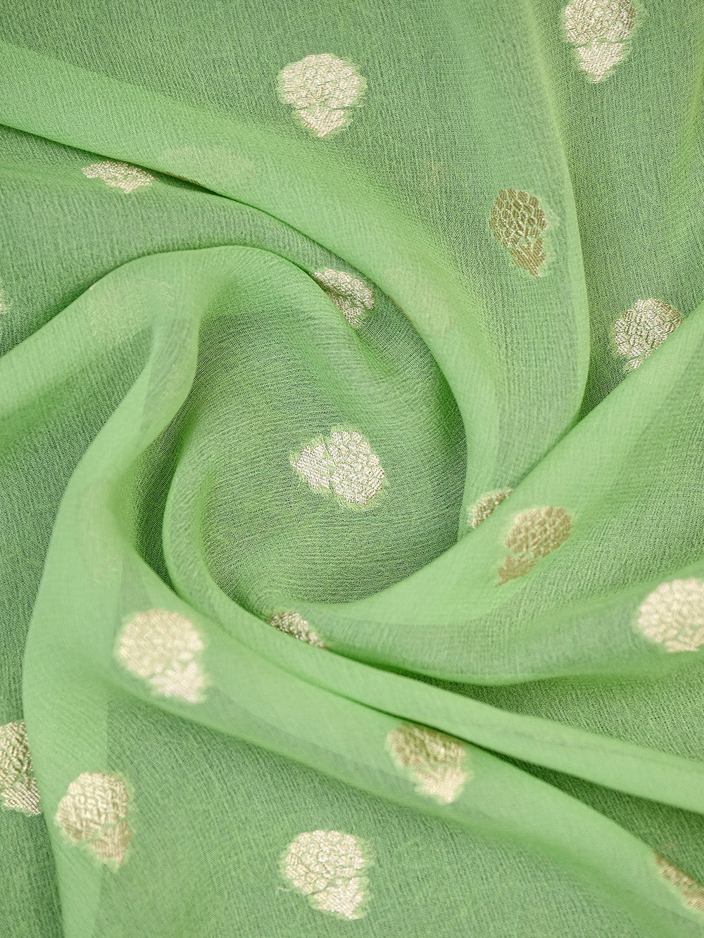 Green Rangkat Khaddi Georgette Handloom Banarasi Suit - Sacred Weaves