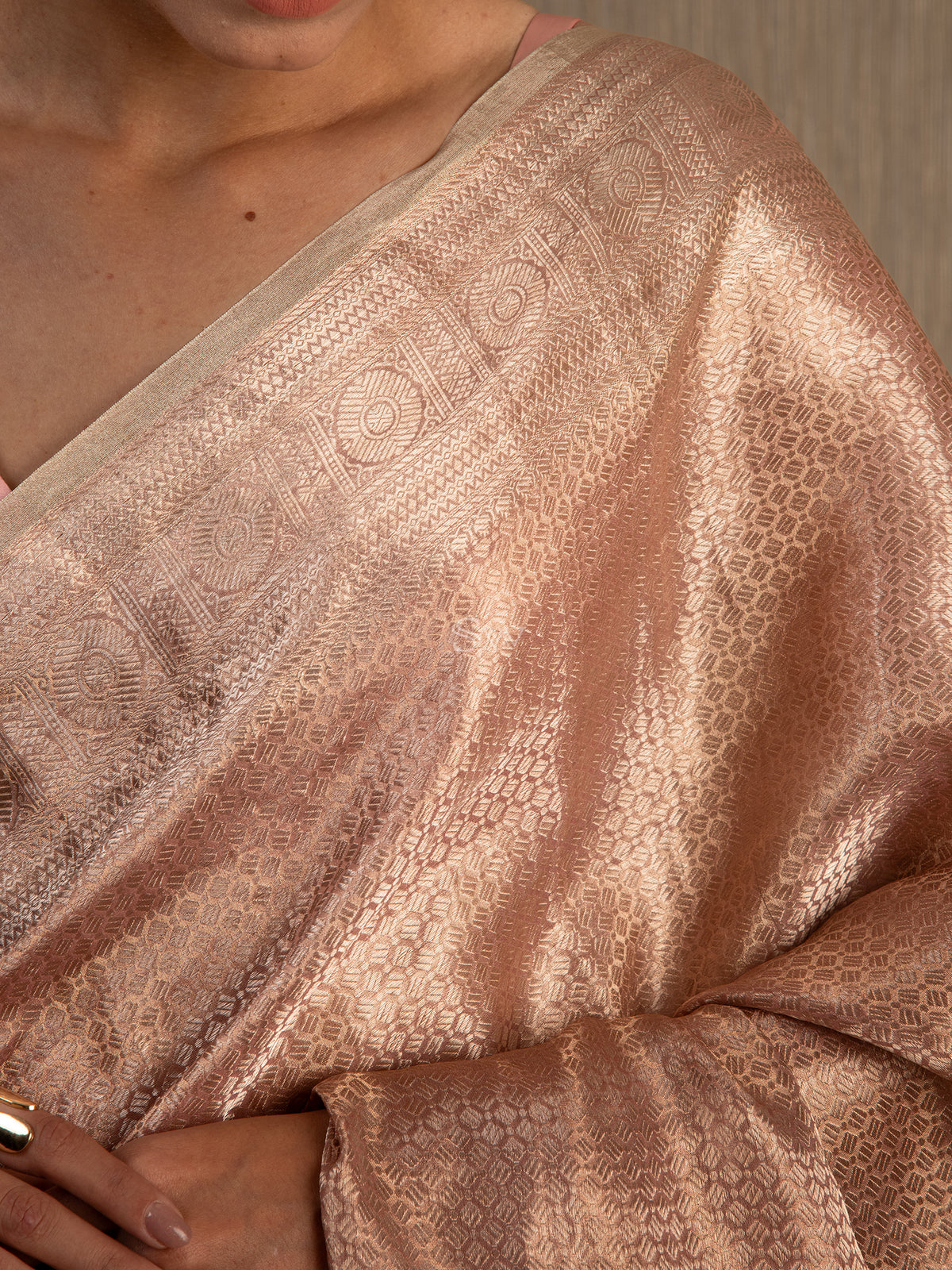 Pastel Pink Tissue Brocade Handloom Banarasi Saree - Sacred Weaves