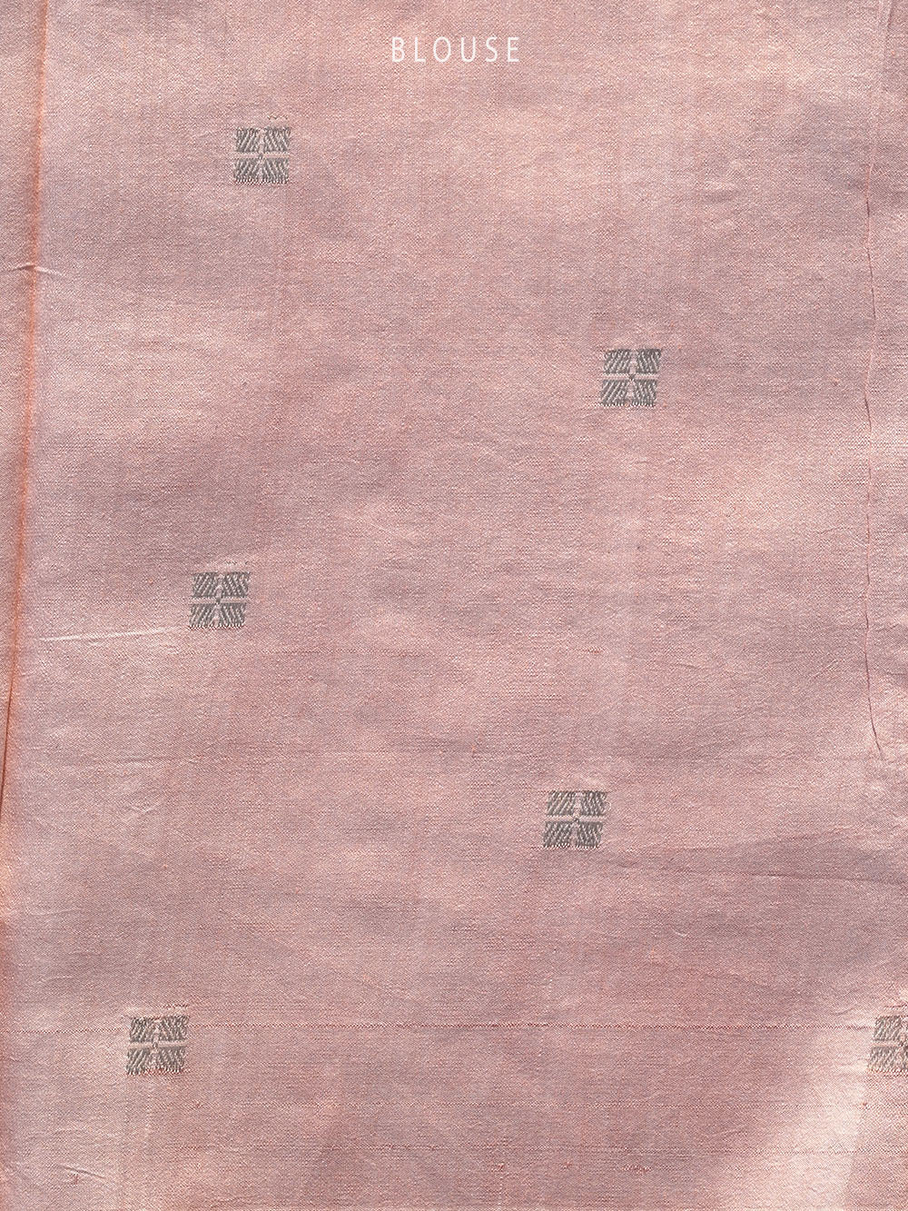 Dusky Pink Tissue Brocade Handloom Banarasi Saree - Sacred Weaves