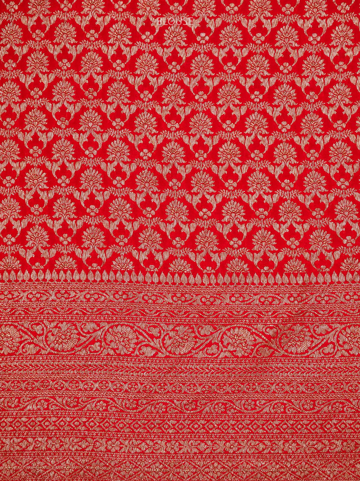 Red Plain Crepe Silk Handloom Banarasi Saree - Sacred Weaves