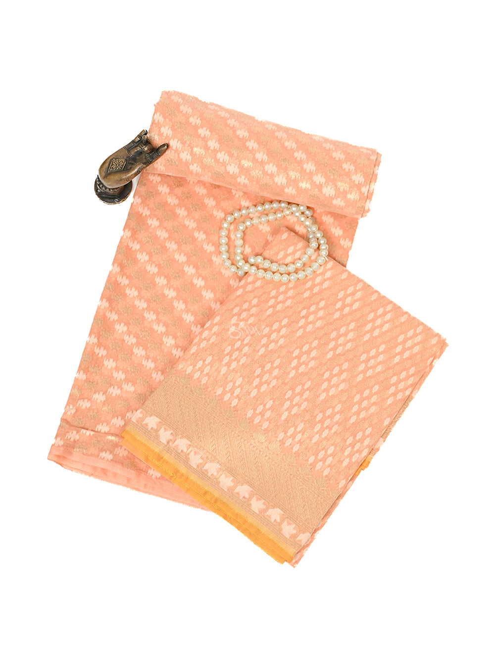 Peach Cotton Silk Handloom Banarasi Suit