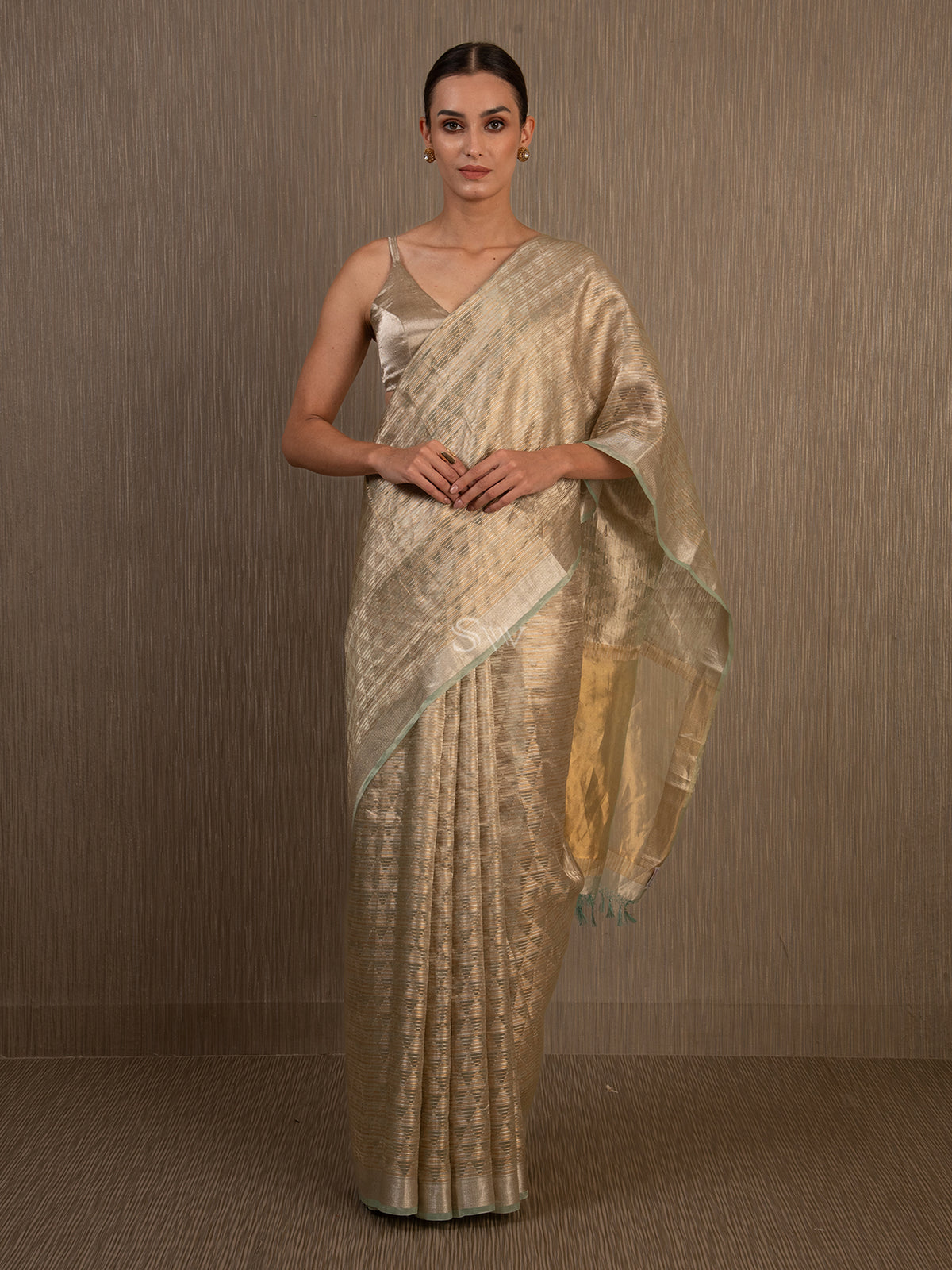 Pastel Green Tissue Brocade Handloom Banarasi Saree - Sacred Weaves